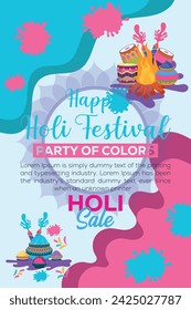 Happy Holi colorful banner template indian hinduism festival Banner celebration, social media poster design and horizontal banner template for Holi festival celebration