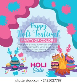 Happy Holi colorful banner template indian hinduism festival Banner celebration, social media poster design and horizontal banner template for Holi festival celebration