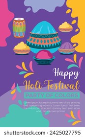 Happy Holi colorful banner template indian hinduism festival Banner celebration, social media poster design and horizontal banner template for Holi festival celebration