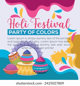 Happy Holi colorful banner template indian hinduism festival Banner celebration, social media poster design and horizontal banner template for Holi festival celebration