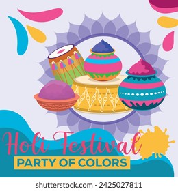 Happy Holi colorful banner template indian hinduism festival Banner celebration, social media poster design and horizontal banner template for Holi festival celebration