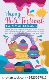 Happy Holi colorful banner template indian hinduism festival Banner celebration, social media poster design and horizontal banner template for Holi festival celebration