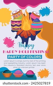 Happy Holi colorful banner template indian hinduism festival Banner celebration, social media poster design and horizontal banner template for Holi festival celebration