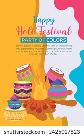 Happy Holi colorful banner template indian hinduism festival Banner celebration, social media poster design and horizontal banner template for Holi festival celebration