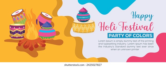 Happy Holi colorful banner template indian hinduism festival Banner celebration, social media poster design and horizontal banner template for Holi festival celebration