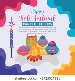 Happy Holi colorful banner template indian hinduism festival Banner celebration, social media poster design and horizontal banner template for Holi festival celebration