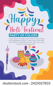 Happy Holi colorful banner template indian hinduism festival Banner celebration, social media poster design and horizontal banner template for Holi festival celebration