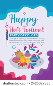 Happy Holi colorful banner template indian hinduism festival Banner celebration, social media poster design and horizontal banner template for Holi festival celebration