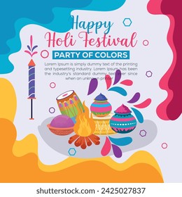 Happy Holi colorful banner template indian hinduism festival Banner celebration, social media poster design and horizontal banner template for Holi festival celebration