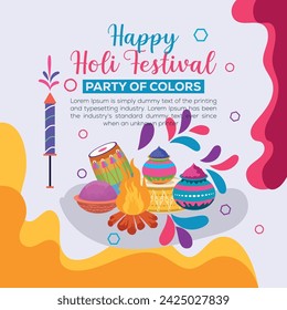 Happy Holi colorful banner template indian hinduism festival Banner celebration, social media poster design and horizontal banner template for Holi festival celebration