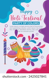 Happy Holi colorful banner template indian hinduism festival Banner celebration, social media poster design and horizontal banner template for Holi festival celebration