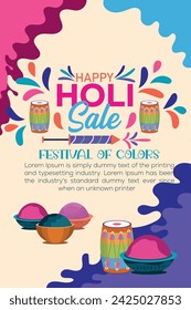 Happy Holi colorful banner template indian hinduism festival Banner celebration, social media poster design and horizontal banner template for Holi festival celebration