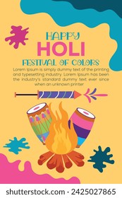 Happy Holi colorful banner template indian hinduism festival Banner celebration, social media poster design and horizontal banner template for Holi festival celebration