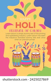 Happy Holi colorful banner template indian hinduism festival Banner celebration, social media poster design and horizontal banner template for Holi festival celebration