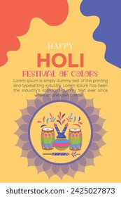 Happy Holi colorful banner template indian hinduism festival Banner celebration, social media poster design and horizontal banner template for Holi festival celebration