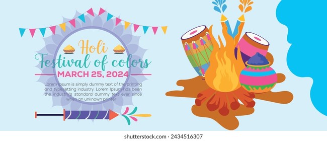 Happy Holi colorful banner template indian hinduism festival celebration, social media poster design
and horizontal banner template for holi festival celebration