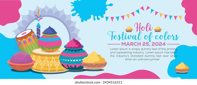 Happy Holi colorful banner template indian hinduism festival celebration, social media poster design
and horizontal banner template for holi festival celebration