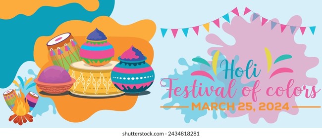 Happy Holi colorful banner template indian hinduism festival celebration, social media poster design
and horizontal banner template for holi festival celebration