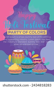 Happy Holi colorful banner template indian hinduism festival celebration, social media poster design
and horizontal banner template for holi festival celebration