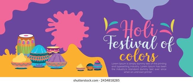 Happy Holi colorful banner template indian hinduism festival celebration, social media poster design
and horizontal banner template for holi festival celebration