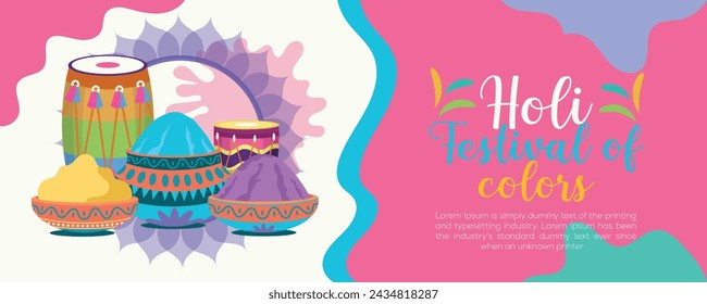 Happy Holi colorful banner template indian hinduism festival celebration, social media poster design
and horizontal banner template for holi festival celebration