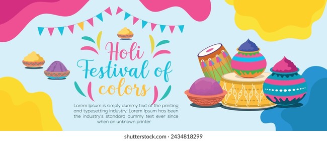 Happy Holi colorful banner template indian hinduism festival celebration, social media poster design
and horizontal banner template for holi festival celebration