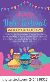 Happy Holi colorful banner template indian hinduism festival celebration, social media poster design
and horizontal banner template for holi festival celebration