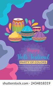 Happy Holi colorful banner template indian hinduism festival celebration, social media poster design
and horizontal banner template for holi festival celebration