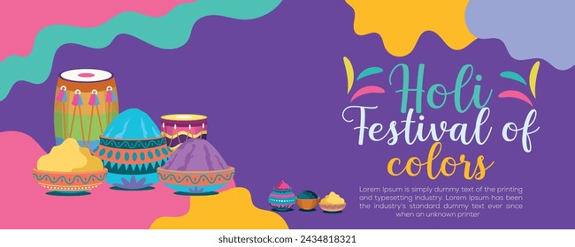 Happy Holi colorful banner template indian hinduism festival celebration, social media poster design
and horizontal banner template for holi festival celebration