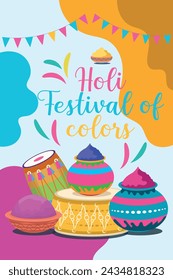 Happy Holi colorful banner template indian hinduism festival celebration, social media poster design
and horizontal banner template for holi festival celebration