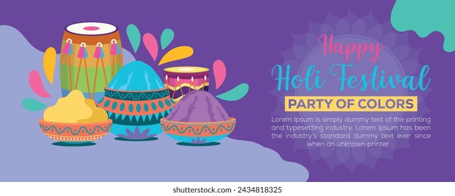 Happy Holi colorful banner template indian hinduism festival celebration, social media poster design
and horizontal banner template for holi festival celebration