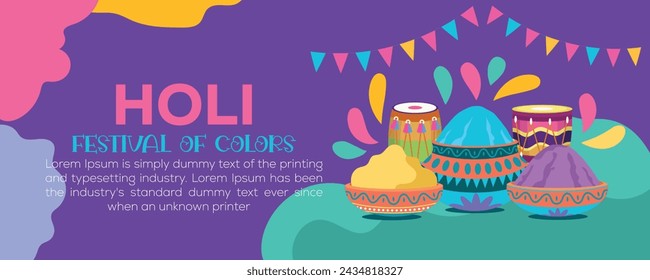 Happy Holi colorful banner template indian hinduism festival celebration, social media poster design
and horizontal banner template for holi festival celebration