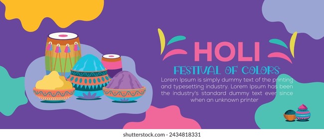 Happy Holi colorful banner template indian hinduism festival celebration, social media poster design
and horizontal banner template for holi festival celebration