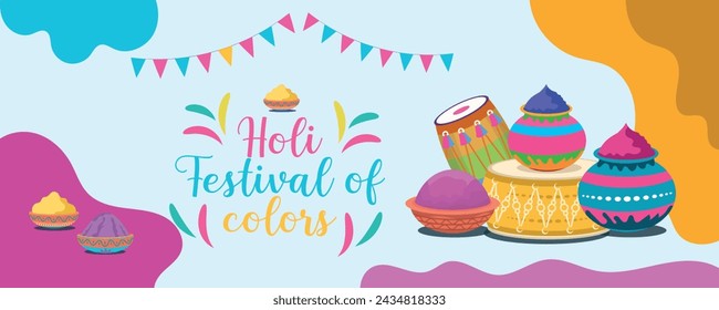 Happy Holi colorful banner template indian hinduism festival celebration, social media poster design
and horizontal banner template for holi festival celebration