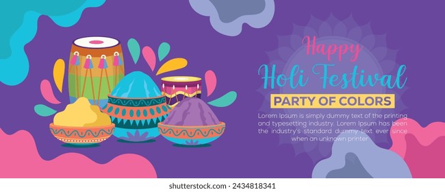 Happy Holi colorful banner template indian hinduism festival celebration, social media poster design
and horizontal banner template for holi festival celebration