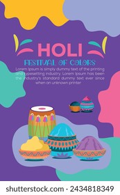 Happy Holi colorful banner template indian hinduism festival celebration, social media poster design
and horizontal banner template for holi festival celebration