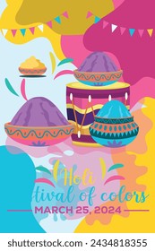 Happy Holi colorful banner template indian hinduism festival celebration, social media poster design
and horizontal banner template for holi festival celebration