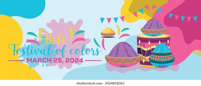 Happy Holi colorful banner template indian hinduism festival celebration, social media poster design
and horizontal banner template for holi festival celebration