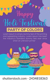 Happy Holi colorful banner template indian hinduism festival celebration, social media poster design
and horizontal banner template for holi festival celebration