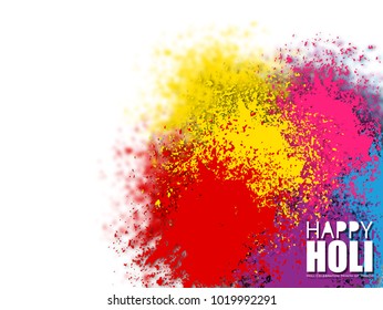 Happy Holi Colorful Celebrations, Beautiful Indian Festival With Colors Splash On Grungy Illustration Abstract  Vector Banner And  Background....