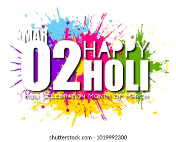 Happy Holi Colorful Celebrations, Beautiful Indian Festival With Colors Splash On Grungy Illustration Abstract  Vector Banner And  Background....