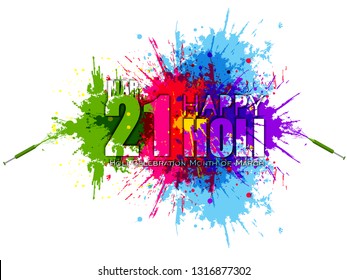 Happy Holi Colorful Celebrations, Beautiful Indian Festival With Colors Splash On Grungy Illustration Abstract Vector Banner And Background.... 