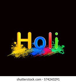 Happy holi colorful design elements , Holi lettering .