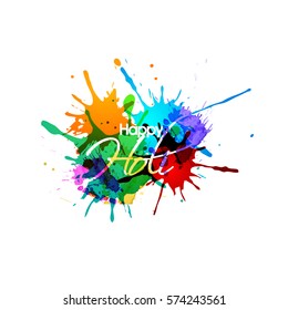 Happy holi colorful design elements , Holi lettering .