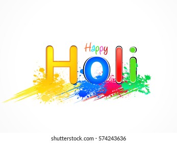 Happy holi colorful design elements , Holi lettering .