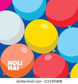 Happy Holi, Colorful illustration of water balloons, Indian festival, abstract, graphic beautiful composition