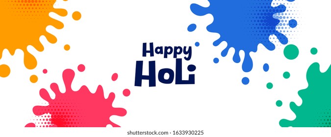 happy holi colorful splashes festival banner design