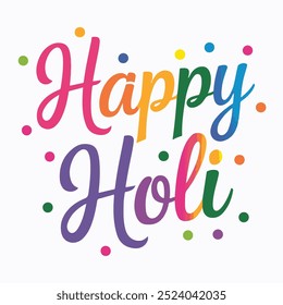 Happy Holi colorful typography with white background 