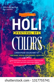 Happy holi, Holi Colors, colorful splash ,abstract design decorated Poster, Banner or Flyer for Indian Colour Festival,with colorful background