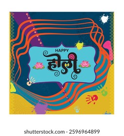 Happy holi creative banner design, Hoi is written in Hindi font, a colorful festival of india